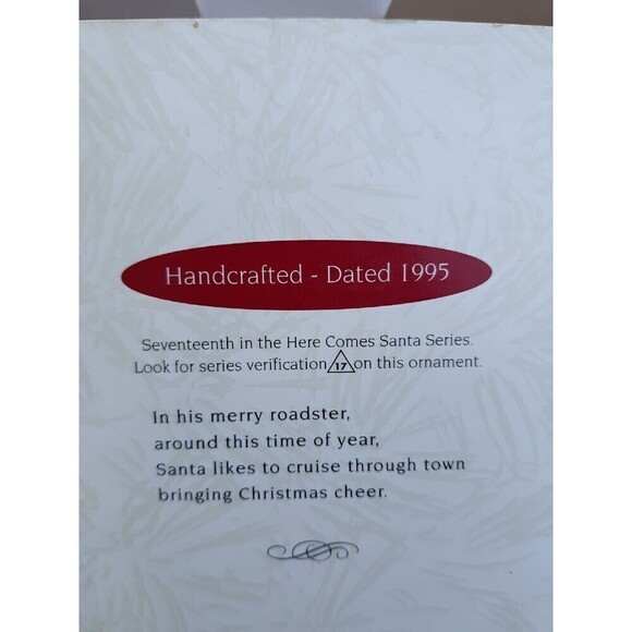 Hallmark Keepsake Ornament 1995 Santa's Roadster Christmas Tree - Picture 2 of 4